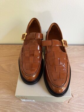 Women's Woven Leather Strap Loafers